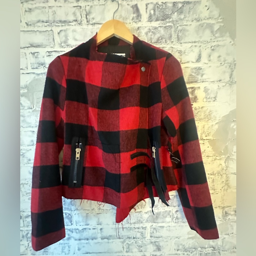 BB Dakota | Red Buffalo Plaid Light Coat + FREE scarf - Picture 5 of 9